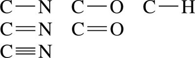 Common organic bonds (C-N, C-O, etc.)