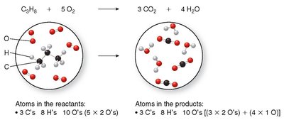Balanced equation with atom counts