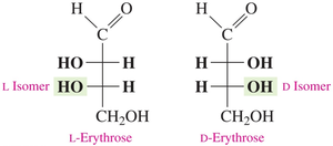 D and L isomers of erythrose