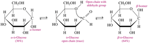 Alpha and beta isomers of glucose