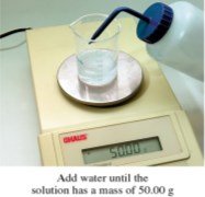 Adding water to reach total mass for mass percent