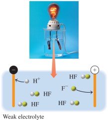 Weak electrolyte conducting electricity
