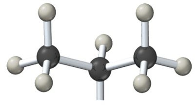 Ball-and-stick model of branched alkane