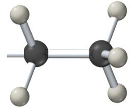 Ball-and-stick model of branched alkane