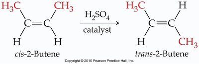 Rearrangement reaction: cis-2-butene to trans-2-butene