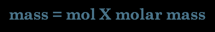 Equation for mass to mole conversion