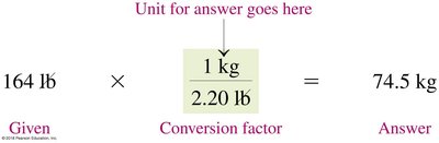 Example conversion from lb to kg