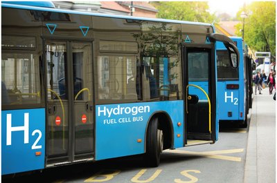 Hydrogen fuel cell bus powered by chemical reaction