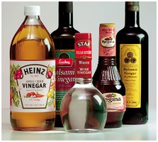 Vinegar bottles containing acetic acid