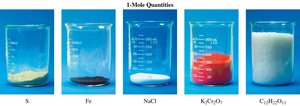 1-mole quantities of various substances