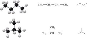 Examples of branched alkanes and isomers