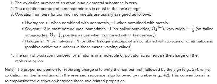 Oxidation number rules and examples