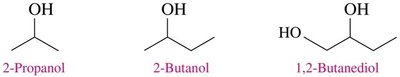 Line-angle formulas for 2-propanol, 2-butanol, and 1,2-butanediol