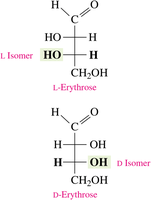 Fischer projections of L- and D-erythrose