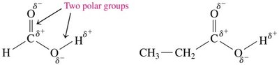 Polarity of carboxylic acids due to two polar groups