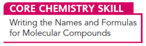 Core chemistry skill: Writing names and formulas for molecular compounds