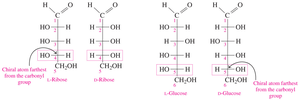 D and L isomers of monosaccharides