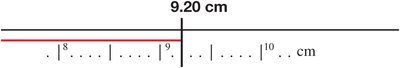 Ruler showing 9.20 cm measurement