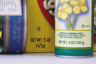 Food labels showing metric and US units