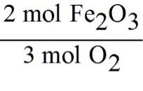 2 mol Fe2O3 over 3 mol O2