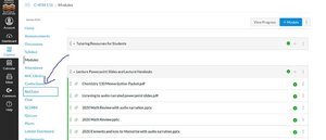 Screenshot of Canvas course modules for CHEM 110