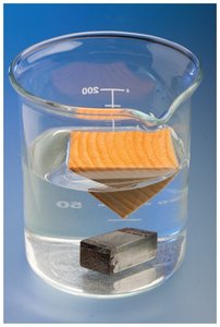 Density demonstration: objects floating and sinking in water