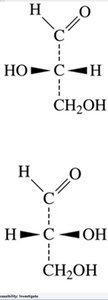 Dash-wedge structures of chiral carbons