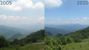Comparison of visibility in the Smoky Mountains in 2005 and 2020