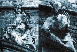 Statue before and after acid rain damage