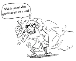 Cartoon about acid-base neutralization