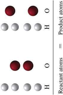 Reactant and product atoms in a balanced equation