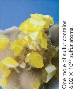 One mole of sulfur contains 6.02 x 10^23 sulfur atoms