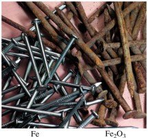 Iron nails rusting (chemical change)