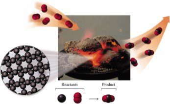 Diagram of reactants and products in a chemical reaction