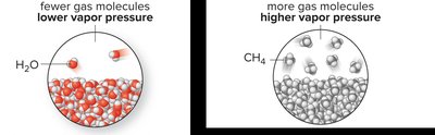 Vapor pressure comparison: H2O vs CH4