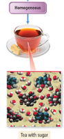 Homogeneous mixture: tea with sugar