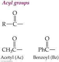 Acyl groups: generic, acetyl, benzoyl