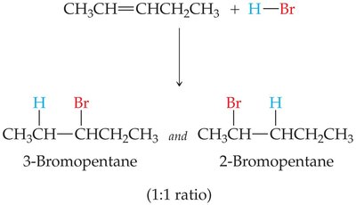 Hydrohalogenation of symmetrical alkene