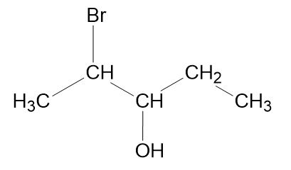 Structure with Br and OH substituents on a carbon chain