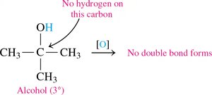 Tertiary alcohols do not oxidize