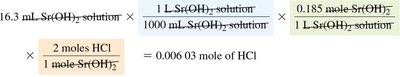 Titration calculation with Sr(OH)2 step 6