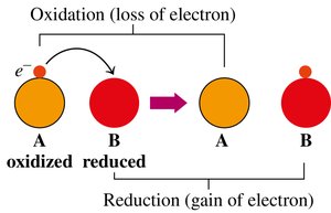 Diagram of electron transfer in redox reactions