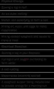 Examples of physical and chemical changes