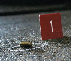 Bullet casing marked as evidence