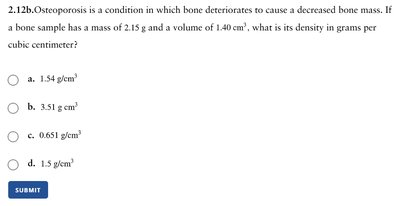 Osteoporosis density calculation