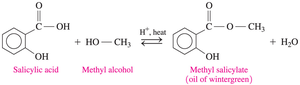 Synthesis of methyl salicylate (oil of wintergreen) from salicylic acid and methanol