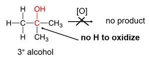 Tertiary alcohol does not oxidize