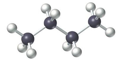 Ball-and-stick model of a straight-chain alkane
