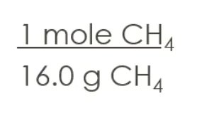 Mole to Gram Conversion Factor for CH4