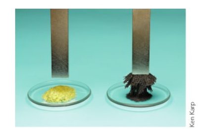 Magnet separating iron filings from sulfur